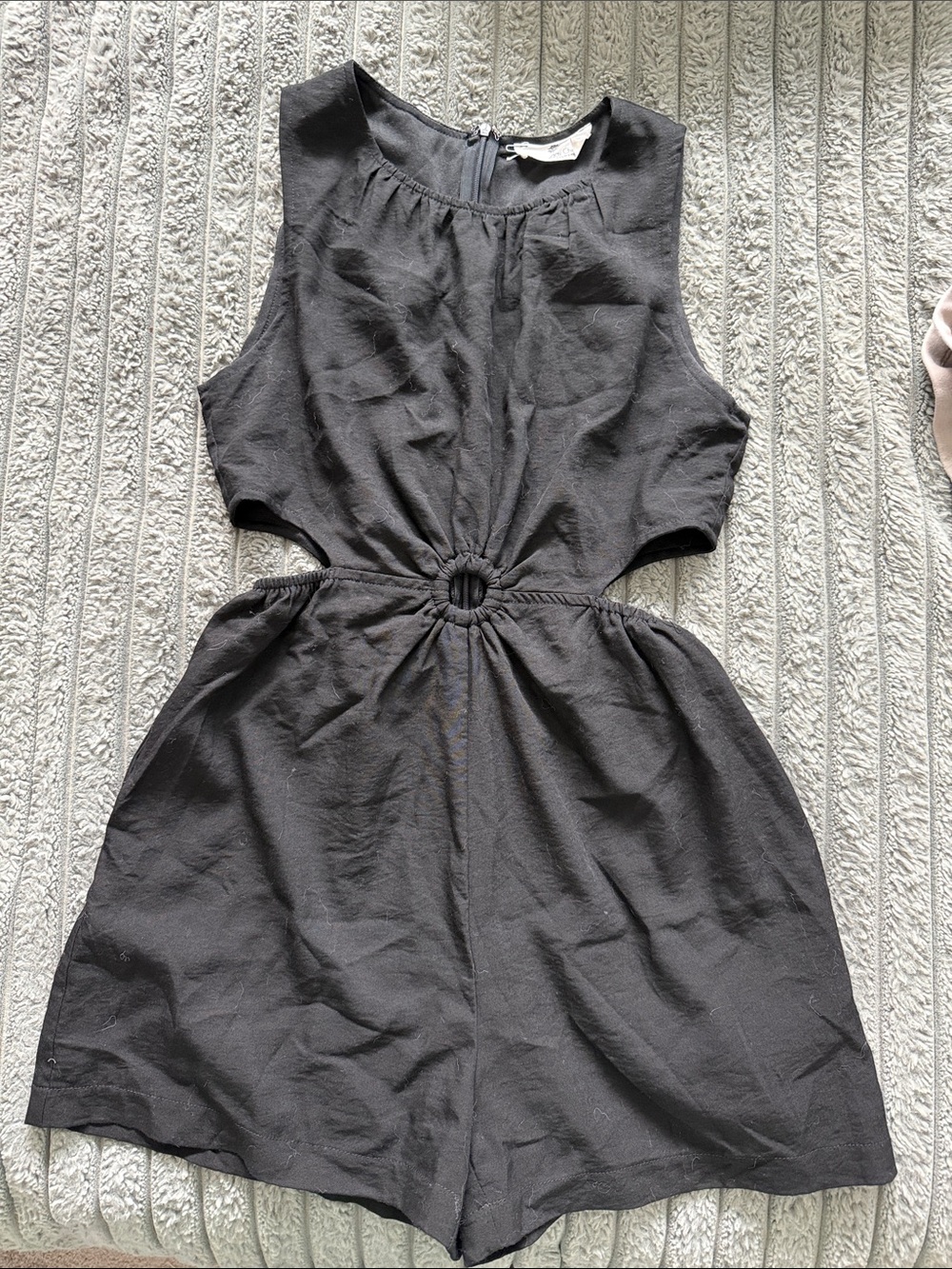 Sleeveless Black Ring-Waist Romper